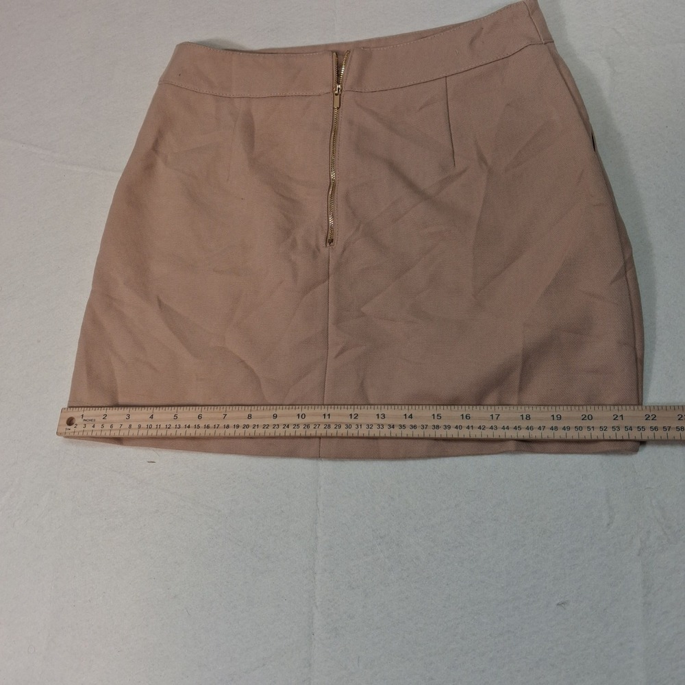 H&M Mini Skirt Womens 10 Tan Gold Snap Button Back Zip Textured A-Line 06253438 - Picture 8 of 8